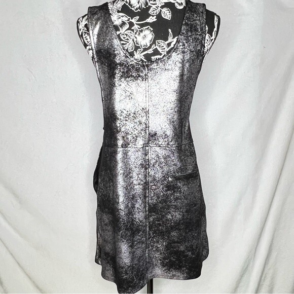 Blank NYC Leather Overall Dress Metallic Pinafore - Picture 3 of 6